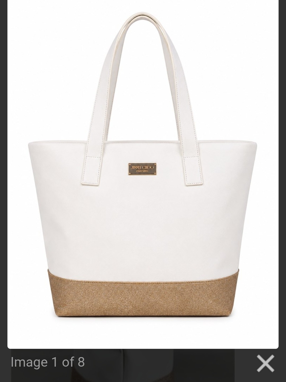 Jimmy Choo White Tote with Gold-Tone Base